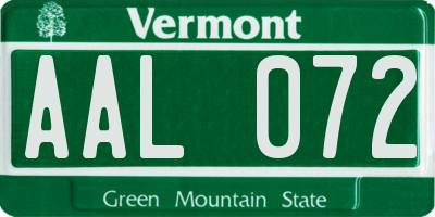 VT license plate AAL072