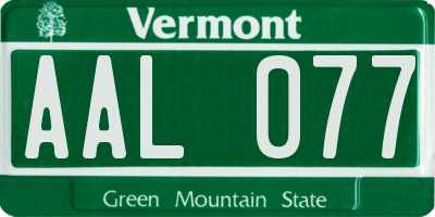 VT license plate AAL077