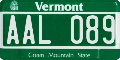 VT license plate AAL089