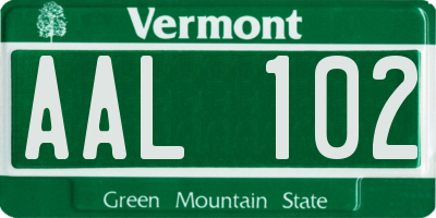 VT license plate AAL102