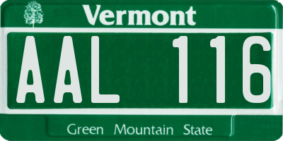 VT license plate AAL116