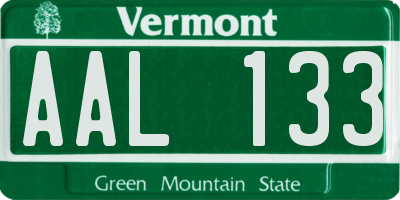 VT license plate AAL133