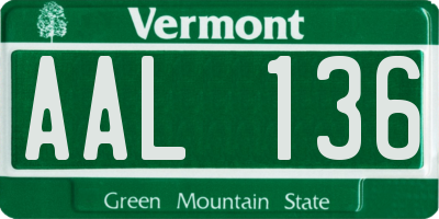 VT license plate AAL136