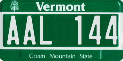 VT license plate AAL144