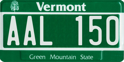 VT license plate AAL150