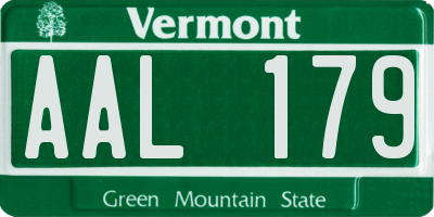 VT license plate AAL179