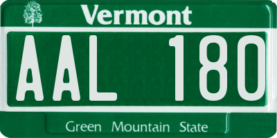 VT license plate AAL180