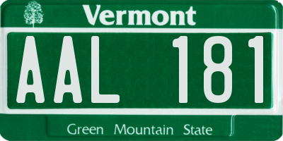 VT license plate AAL181