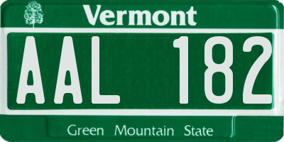 VT license plate AAL182