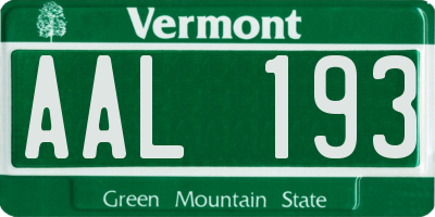 VT license plate AAL193