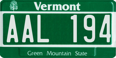 VT license plate AAL194