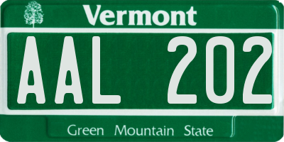 VT license plate AAL202