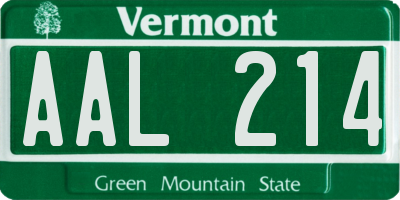 VT license plate AAL214