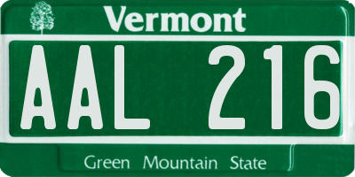 VT license plate AAL216