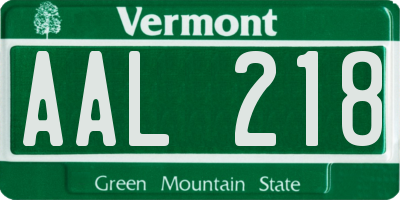 VT license plate AAL218