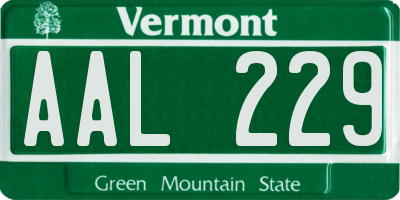 VT license plate AAL229