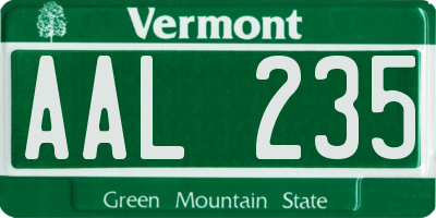 VT license plate AAL235