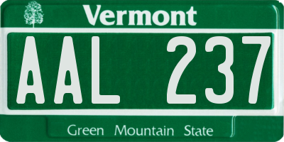 VT license plate AAL237