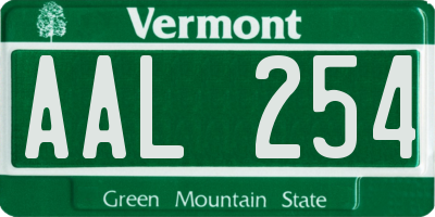 VT license plate AAL254