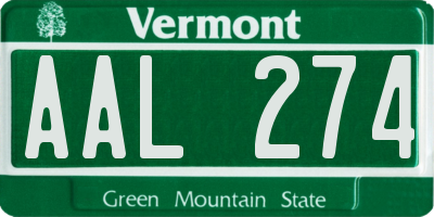 VT license plate AAL274