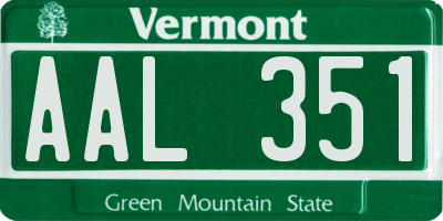 VT license plate AAL351
