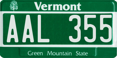 VT license plate AAL355