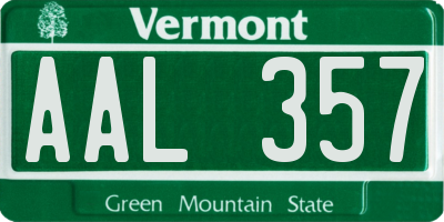 VT license plate AAL357
