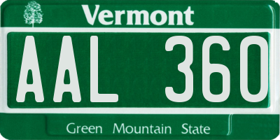 VT license plate AAL360