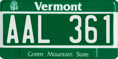 VT license plate AAL361