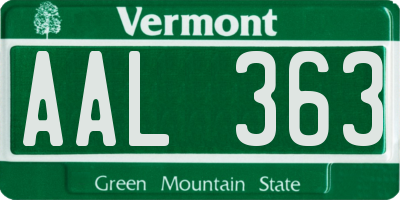 VT license plate AAL363