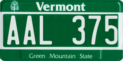 VT license plate AAL375