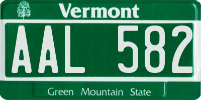 VT license plate AAL582