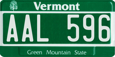 VT license plate AAL596