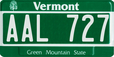 VT license plate AAL727