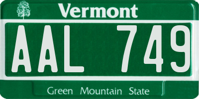 VT license plate AAL749