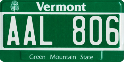 VT license plate AAL806
