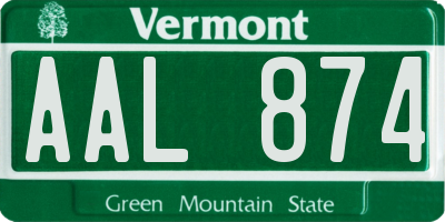 VT license plate AAL874