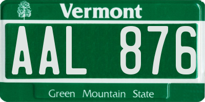 VT license plate AAL876