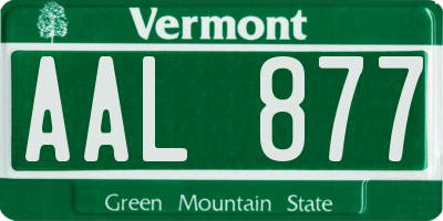 VT license plate AAL877