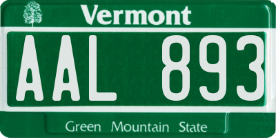 VT license plate AAL893