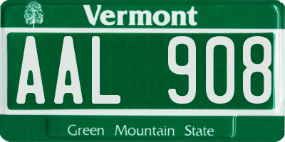 VT license plate AAL908