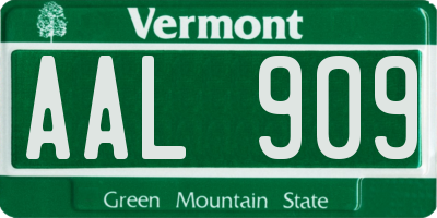 VT license plate AAL909