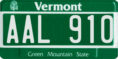 VT license plate AAL910