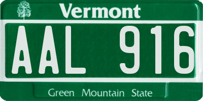 VT license plate AAL916