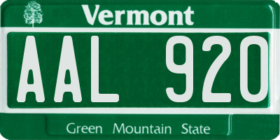 VT license plate AAL920