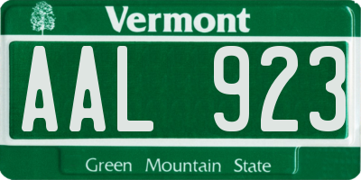 VT license plate AAL923