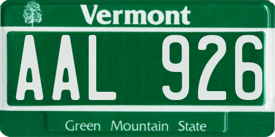 VT license plate AAL926