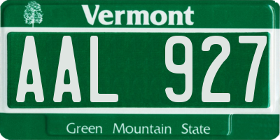 VT license plate AAL927