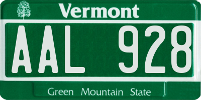 VT license plate AAL928