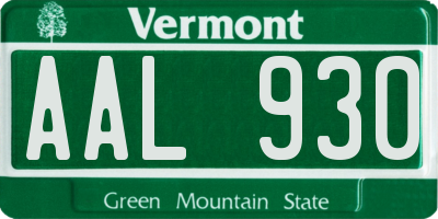 VT license plate AAL930